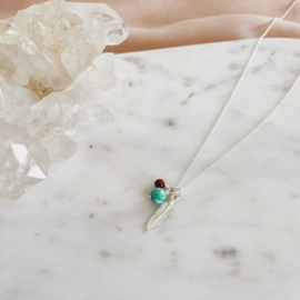 Zilveren bedel ketting met veer