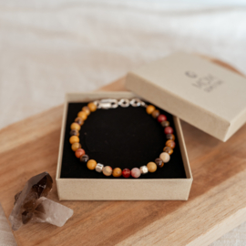 Keystone geboortesteen kralen armband - tijgeroog