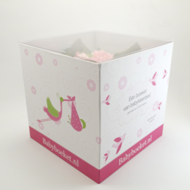 Babyboeket Roze Medium met beertje