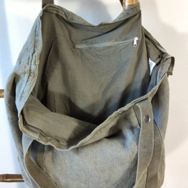 Linnen beach bag Olive grey