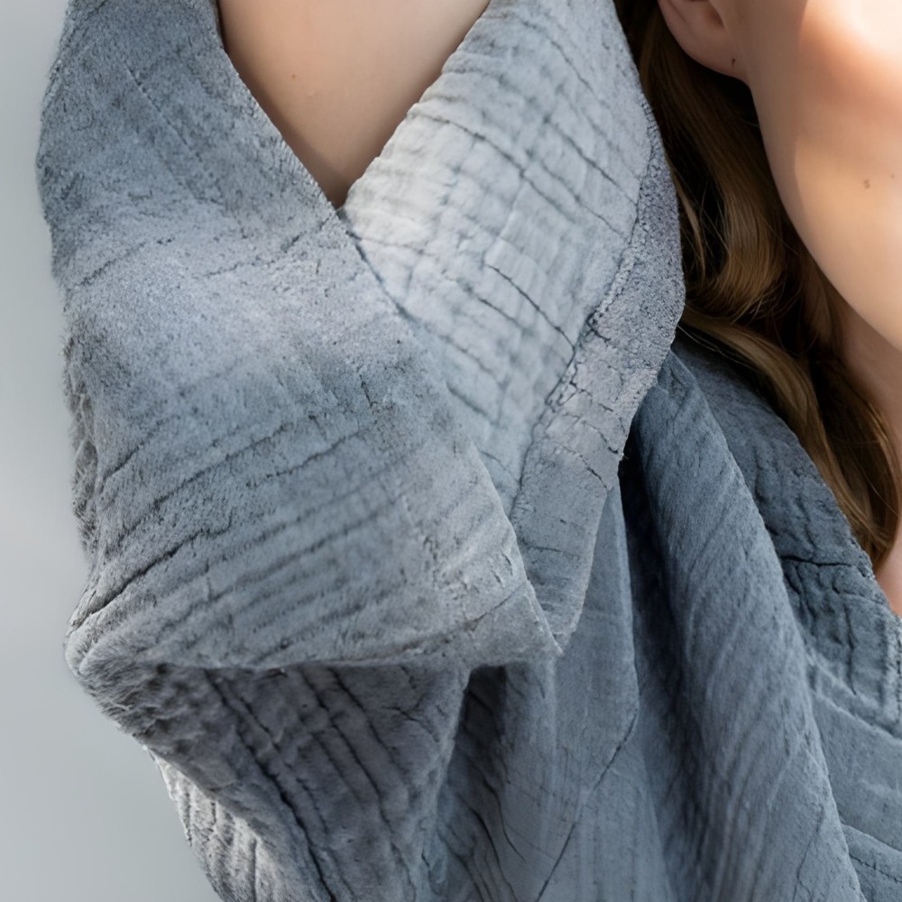 Poncho badjas mousseline grijs