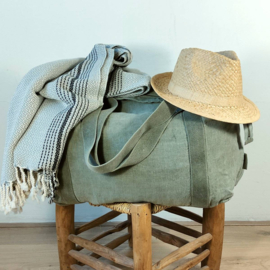 Linnen beach bag Olive grey