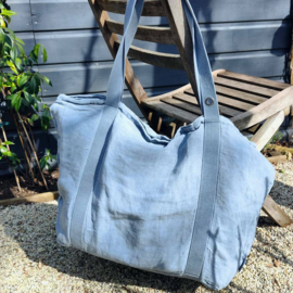 Linnen beach bag blue