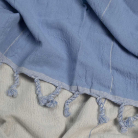 Hamamdoek ecru-blauw