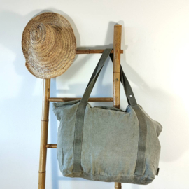 Beach bag leinen olive grey