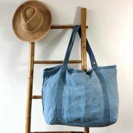 Beach bag leinen blue