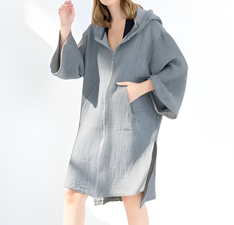 Poncho badjas mousseline grijs