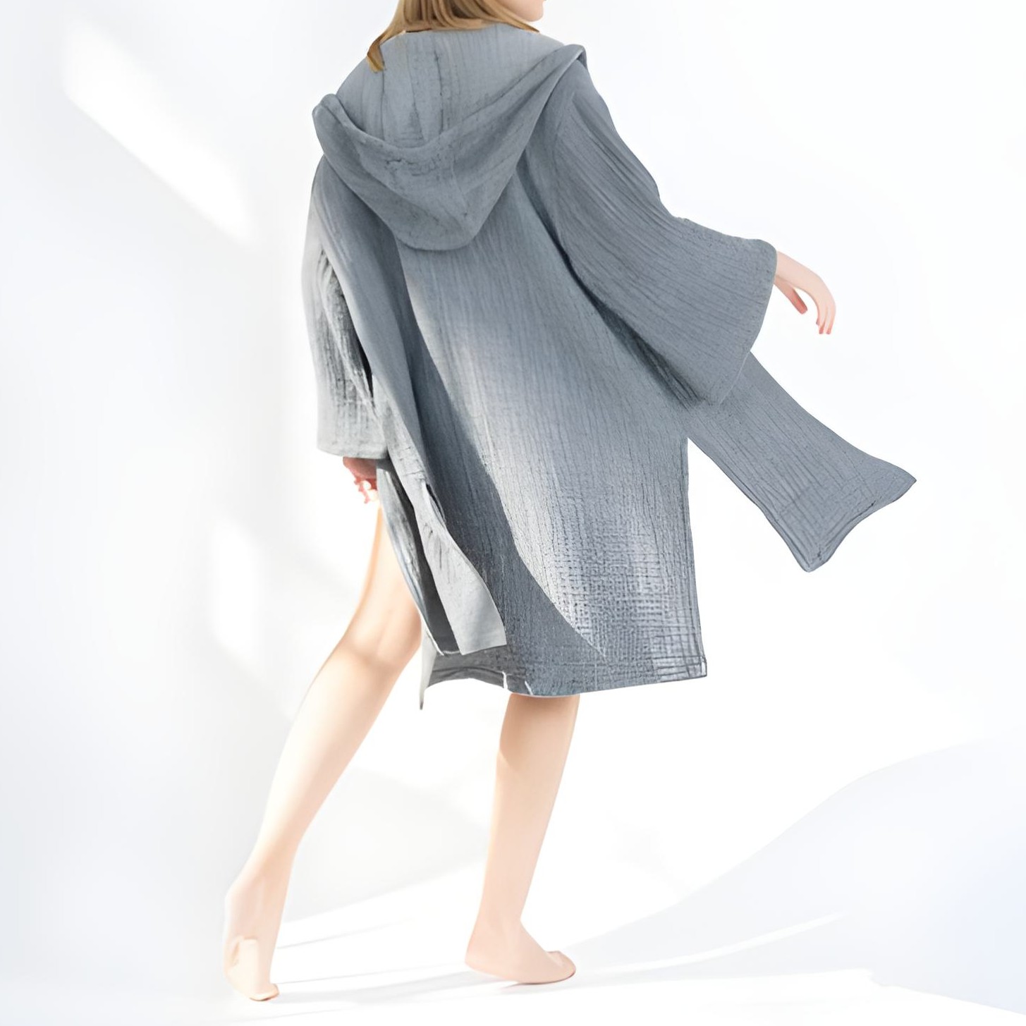 Poncho badjas mousseline grijs