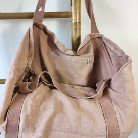 Linnen beach bag nude