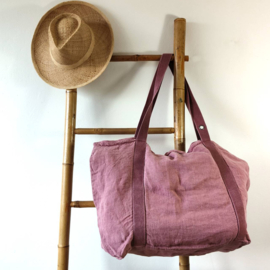 Linnen beach bag berry