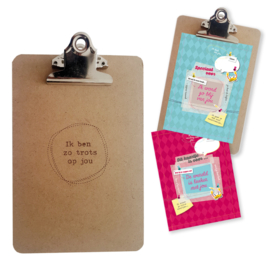 Clipboard 'Zo trots op' met 2 set cards A5