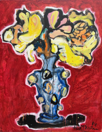 vaas met bloemen rood 90x70cm