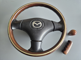 Houten Stuurwiel Stuur incl. airbag gebruikt voor de MX-5 NB/ NBFL