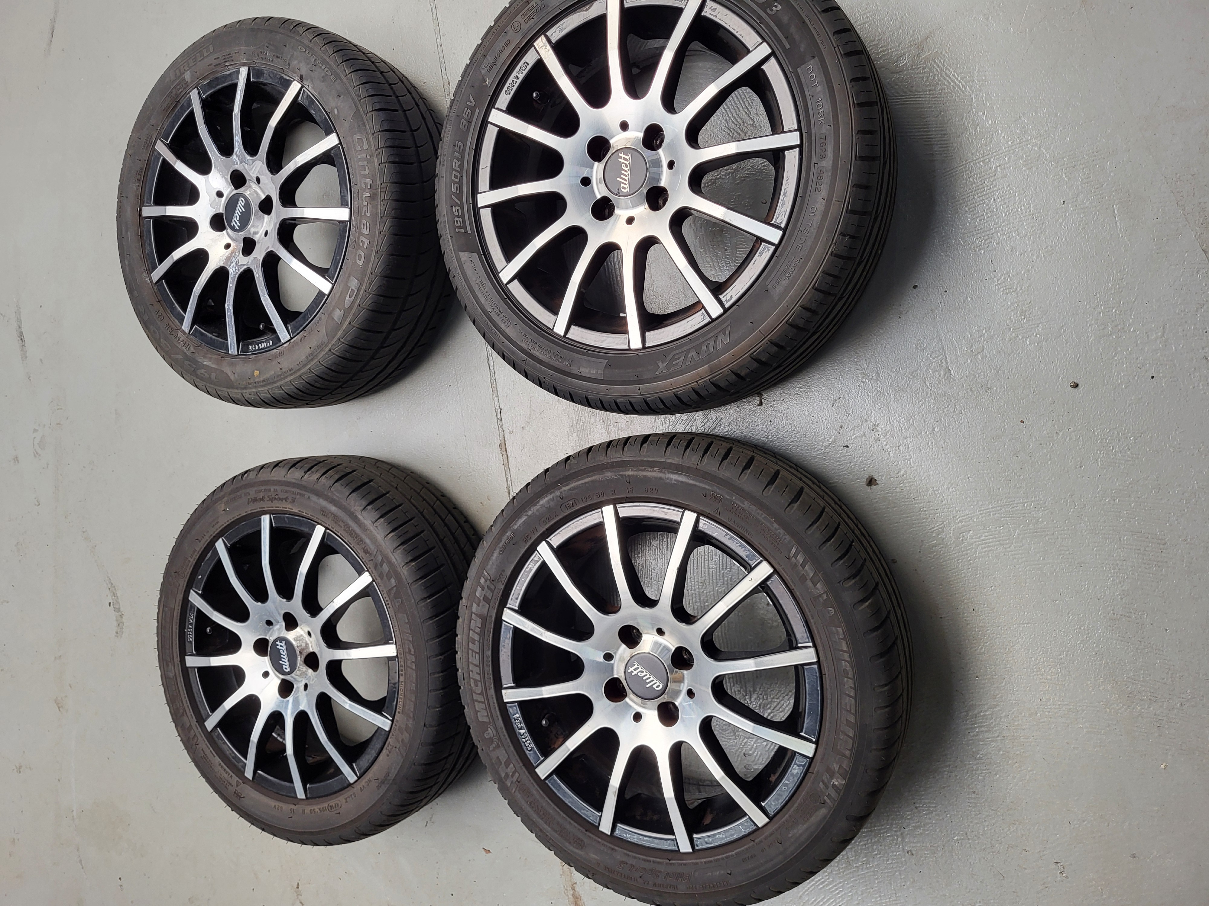 Set Velgen Alwett met banden 195/50/R15 Mazda MX-5 NA/NB/NBFL