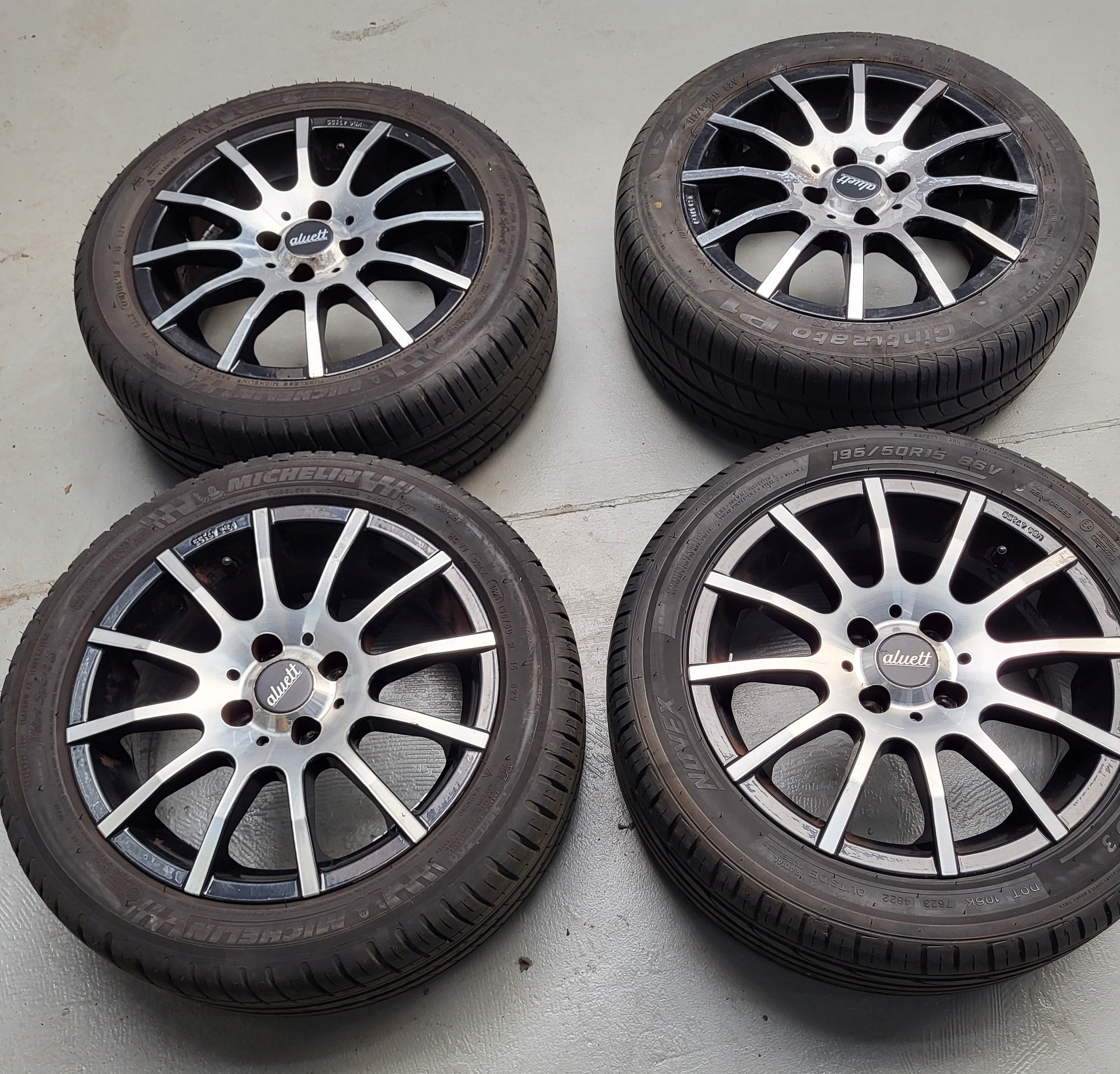 Set Velgen Alwett met banden 195/50/R15 Mazda MX-5 NA/NB/NBFL