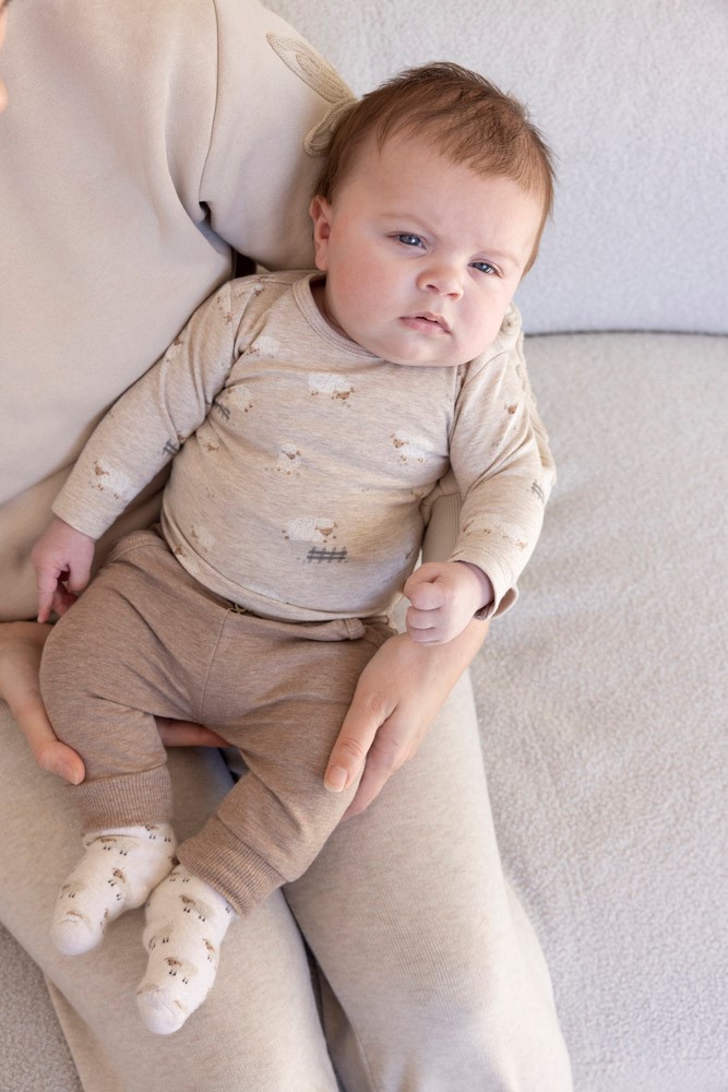 Feetje Longsleeve AOP Taupe Melange - Sleepy Sheepy