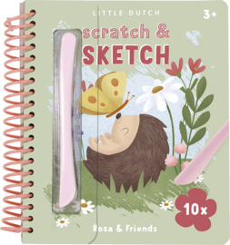 Little Dutch kras- en tekenboek Scratch and Sketch Rosa & Friends