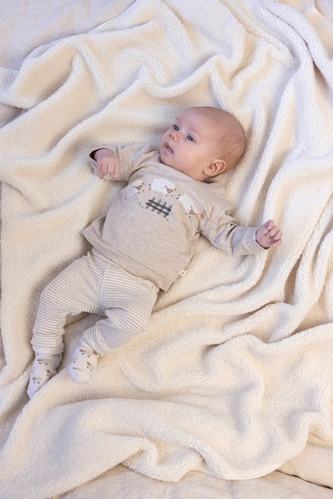 Feetje Broek Rib Streep  Taupe Melange - Sleepy Sheepy