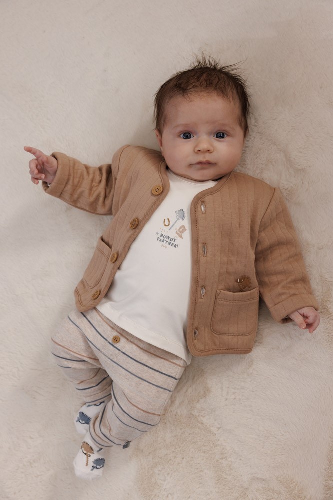 Feetje Broek Streep Taupe melange - Howdy