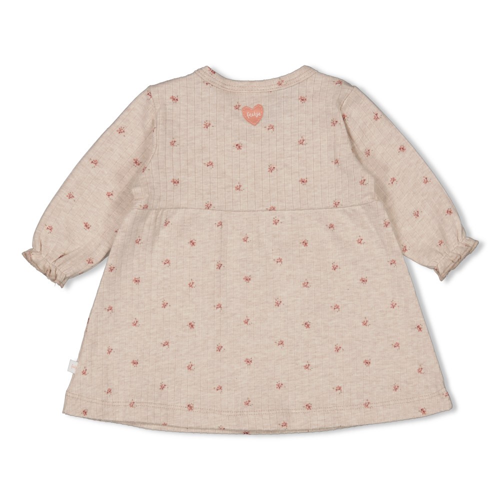 Feetje Jurk Rib AOP Taupe Melange - Morning Sun