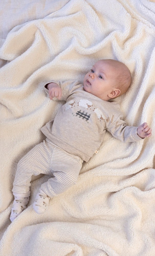 Feetje Broek Rib Streep  Taupe Melange - Sleepy Sheepy