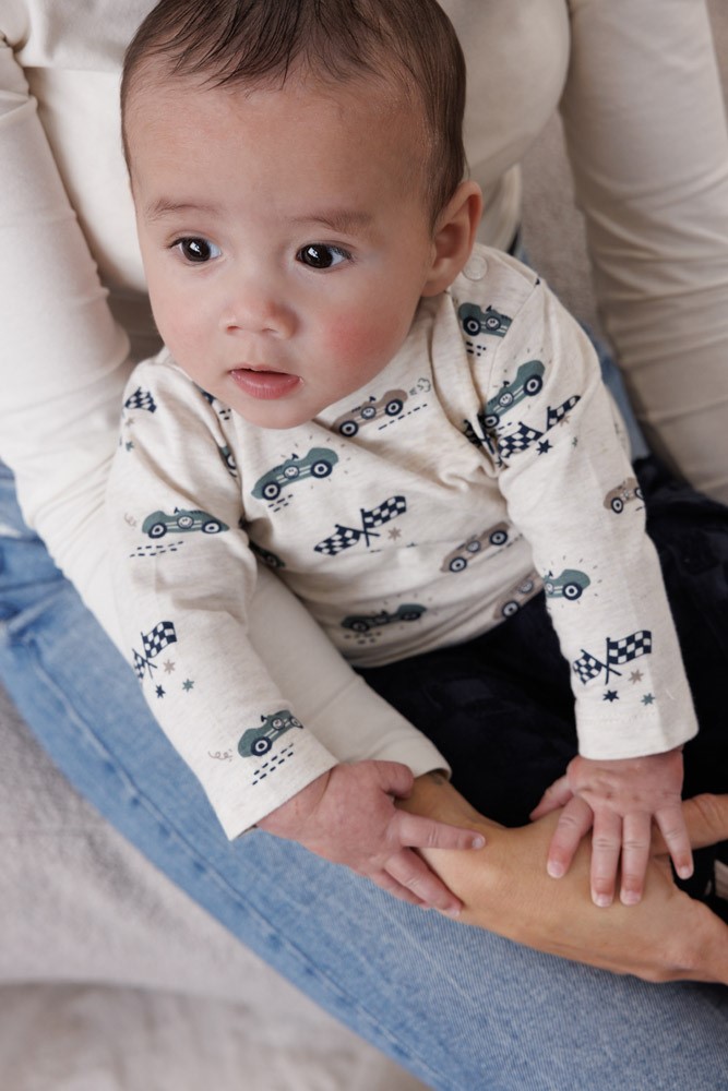Feetje Longsleeve AOP Offwhite Melange - Let's Go