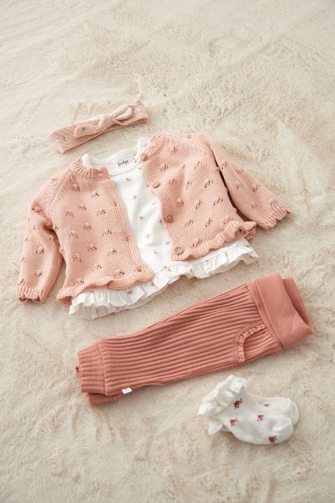 Feetje Broek Ajour Rib Roze - Morning Sun