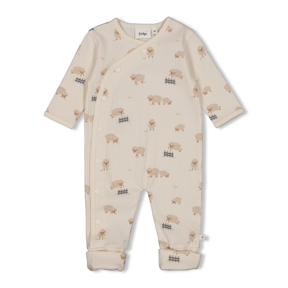 Feetje Pak Omslagvoet Rib AOP Creme - Sleepy Sheepy