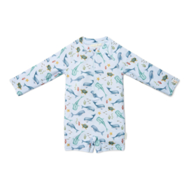 Little Dutch Zwempak lange mouw -  Ocean Treasures Blue