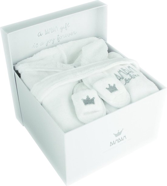 BamBam Giftbox Bad - Badjasje + Hotel Slippers - Wit