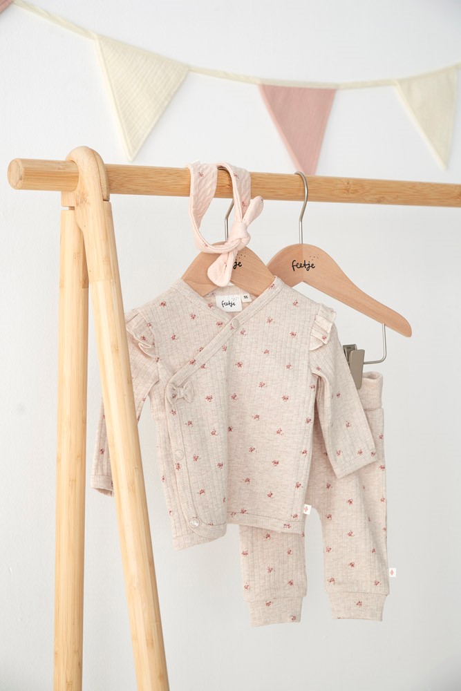 Feetje Broek Rib AOP Taupe Melange - Morning Sun