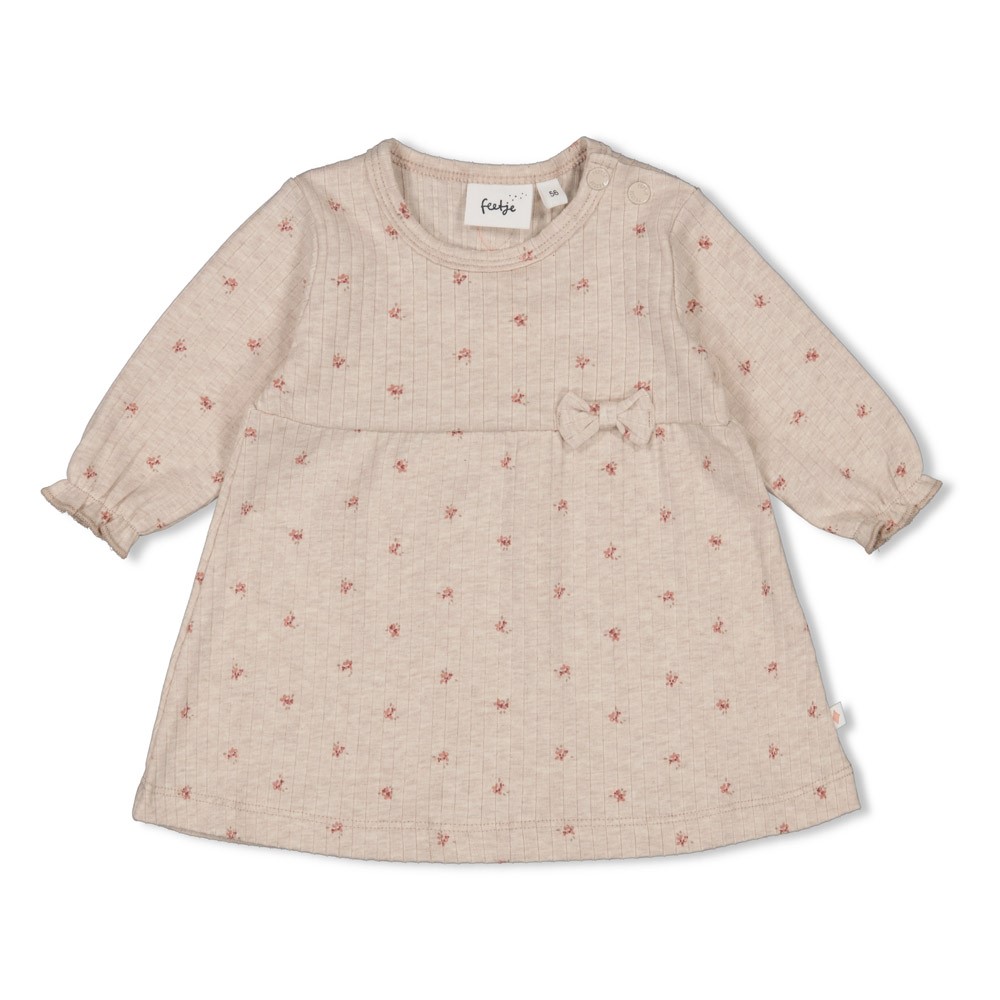 Feetje Jurk Rib AOP Taupe Melange - Morning Sun