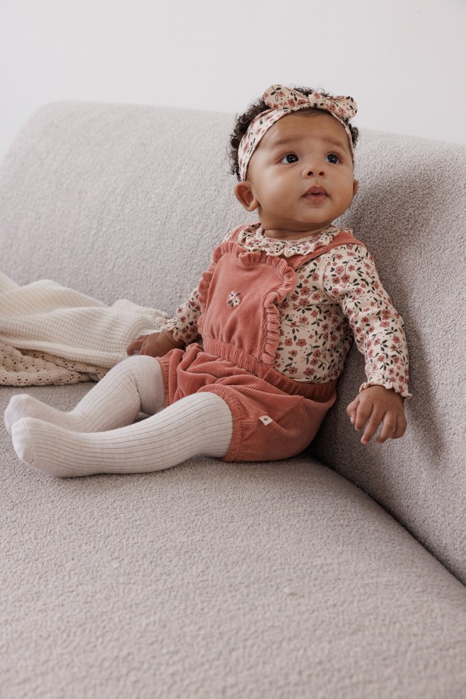 Feetje Tuinbroek Kort Velours Rib Mauve  - Woodland Bloom