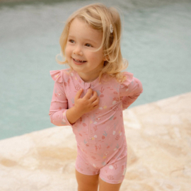 Little Dutch Zwempak lange mouw -  Ocean Treasures Pink