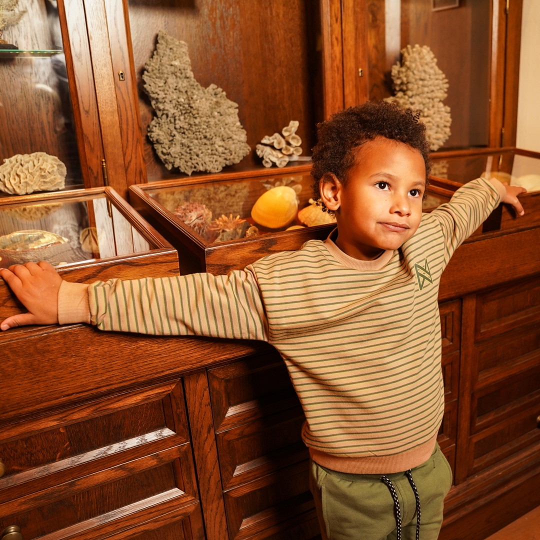 Koko Noko Sweater Streep Ronde Hals - Dark Sand