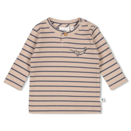 Feetje Longsleeve Rib Streep Taupe - Narwal