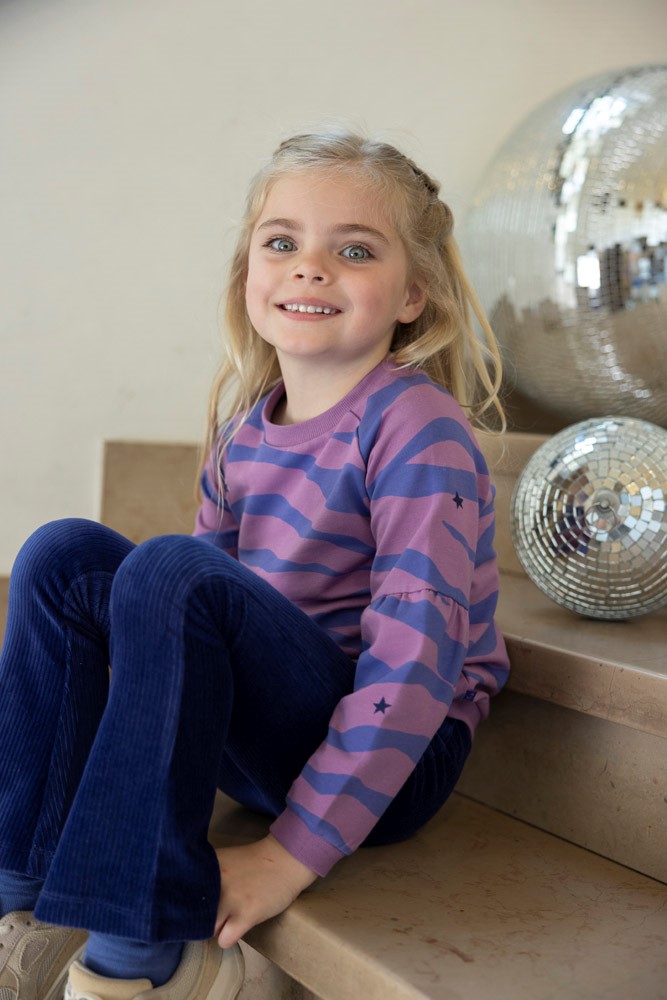 Jubel Flared Broek Velours Rib Indigo - Wild Soul