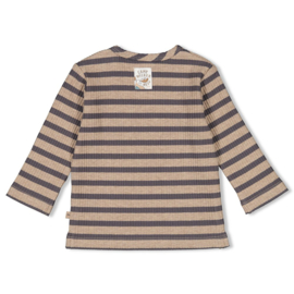 Feetje Longsleeve met Rib Streep Taupe Melange - Camp Wilderness