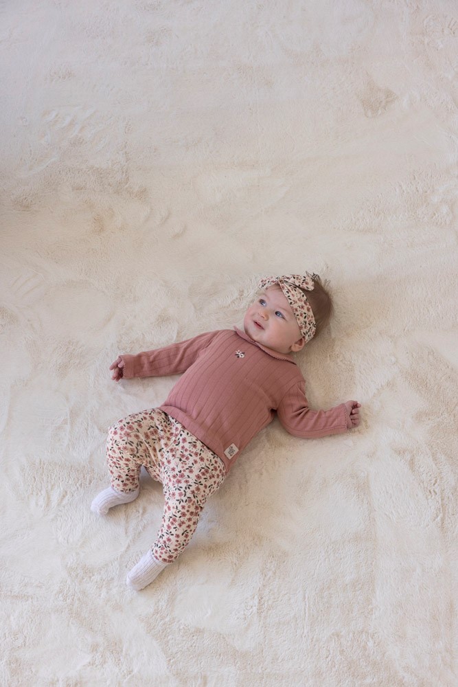 Feetje Longsleeve Pointelle Rib Mauve - Woodland Bloom