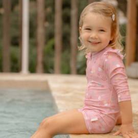 Little Dutch Zwempak lange mouw -  Ocean Treasures Pink