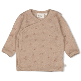 Feetje Overslagshirt Rib AOP Hazelnoot Melange - Fall Favorites