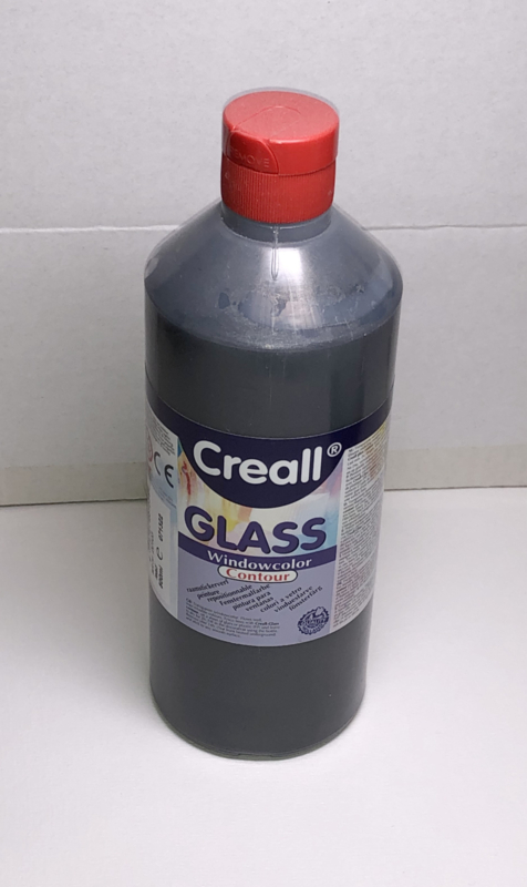 Glas verf zwart contour 500 ml