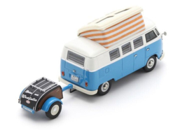 VW T1 Campingbus + Westfalia trailer, blauw/wit (voorbestelling)