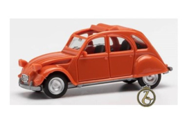 Citroen 2CV Faltdach offen, oranje