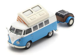 VW T1 Campingbus + Westfalia trailer, blauw/wit (voorbestelling)