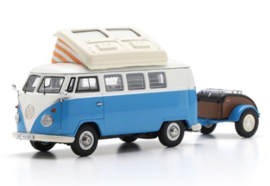 VW T1 Campingbus + Westfalia trailer, blauw/wit (voorbestelling)