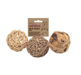 Naturals knaagspeeltje speelballen 3 stuks Medium 8 cm