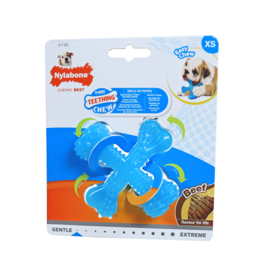 Nylabone Puppy Chew, teething x-bone beef, XS