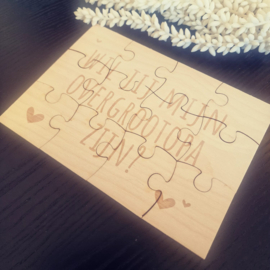 Zwangerschapsaankondiging - Houten puzzel - Je wordt overgrootopa