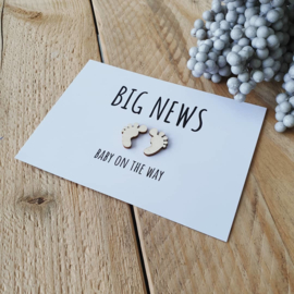 Kaart hout - Big news - baby on the way